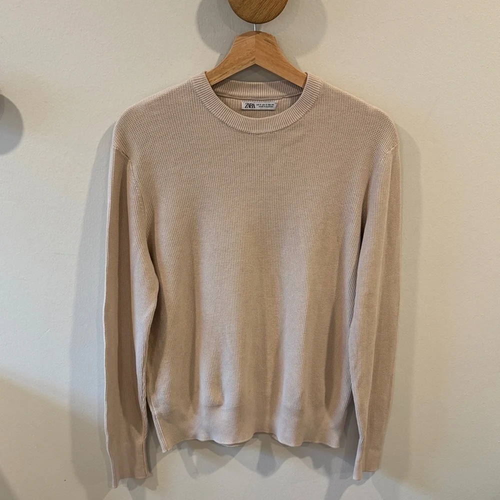 Zara Women’s Light Pink Crewneck Knit Sweater Long Sleeve Size S